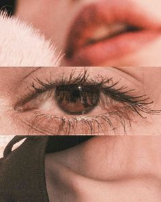 a woman's eyes and eyelashes are shown in three different pictures