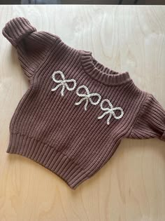 Embroidered Baby Sweater, Sweater With Bows, Bow Sweater, Baby Sweater, Embroidered Sweater, Personalized Baby Gifts, Girls Bows, Baby Sweaters