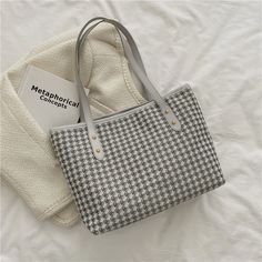 Houndstooth Shoulder Bag | Modern & Minimalist affordable women bags – Tristar Boutique Trendy Gray Satchel For Daily Use, Casual Houndstooth Travel Bag, Trendy Gray Shoulder Bag For Office, Casual Houndstooth Pattern Bags, Daily Use Houndstooth Shoulder Bag, Daily Use Rectangular Bag With Houndstooth Pattern, Rectangular Houndstooth Pattern Bag For Daily Use, Everyday Houndstooth Shoulder Bag, Rectangular Houndstooth Bag For Daily Use