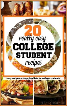 the cover of 20 instant pot dorm room recipes, with images of different types of food