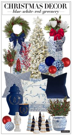 christmas decor with blue and white accents