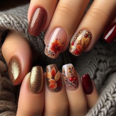 Spring Nails Ideas, Summer Nail Designs, Fall Nail Trends, Fall Gel Nails, Fall Nail Art Designs, Plaid Nails, Trendy Nail Art, French Tips