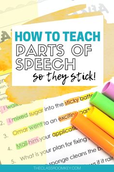 the words how to teach parts of speech so they stick on top of each other