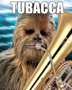 a star wars character with a trumpet in his mouth and the words tubaca on it