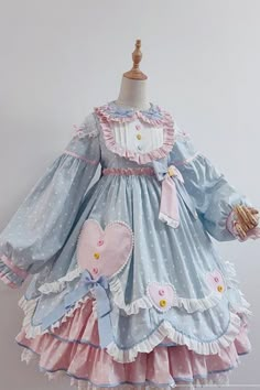 Cute Clown Dress, Cute Ruffle Dress, Cute Pastel Dress, Lolíta Dress Pattern, Pastel Core Outfits, Angelic Pretty Dress, Cute Pastel Outfits, Kidcore Fashion, Cute Kawaii Clothes