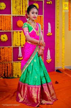 Puberty Function Photography, Puberty Function, Function Photography, Kids Saree, Saree Ceremony, Saree Function, Kids Indian Wear, Half Saree Function, Langa Voni