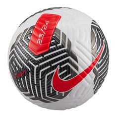 Nike Flight Ball White/Black/Red Front Nike Soccer Ball, Nike Flight, Soccer Equipment, Football Ball, Nike Soccer, Soccer Skills, The Pitch, Nike Football, Soccer Balls