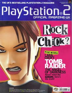 the front cover of playstation magazine with an image of rock chick's face on it