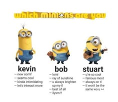 three minion characters are shown with the words which means you