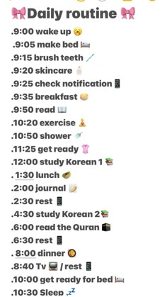 It girl routine 🎀 My daily schedule/routine School Schedule Routine, Wonyongism Daily Routine, Wonyoungism Daily Routine, That Girl Schedule, Daily Routine For Teenage Girl, Daily Routine Schedule For Teenagers, Summer Routine For Teenagers, Healthy Daily Routine Schedule, Glow Up Schedule