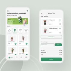two screens showing starbucks's app on their phones, one with the same drink