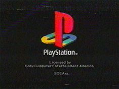 the playstation logo is displayed on an old video game