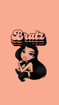 an illustration of a woman with long black hair and the words bratt above her head