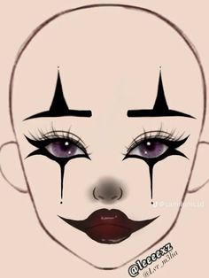 Jester Makeup Ideas, Jester Eye Makeup, Jester Makeup Halloween, Creepy Jester Makeup, Spooky Makeup Looks Halloween, Maquillaje Halloween Aesthetic, Jester Halloween Makeup, Clown Makeup Looks Drawing, Jester Makeup Female