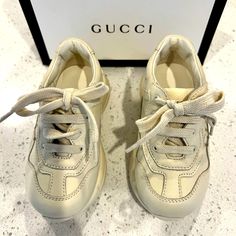 Brand New Unisex Gucci Toddler Sneakersgucci Size 22 (6us) Leather Material Style Name: Rhyton Gucci Logo Gucci Baby Nursery, Gucci First Birthday, Louis Vuitton Kids Stuff, Kids Gucci Bag, Gucci Diaper Bag, Gucci Custom Lace-up Sneakers With Embroidered Logo, Gucci Custom Low-top Sneakers With Embroidered Logo, Gucci Baby Clothes, Sneakers Gucci