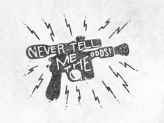 Never Tell Me The Odds Tattoo, Han Solo Tattoo, Drawing Layout, Han Solo Blaster, Tshirt Graphic Design Ideas, Never Tell Me The Odds, Tshirt Graphic Design, Nerdy Tattoos, Star Wars Original Trilogy