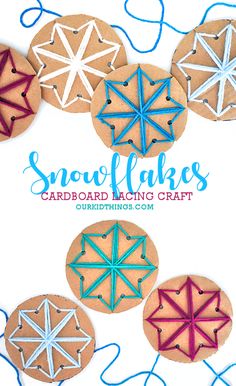 the snowflakes are made with cardboard and string