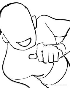 a black and white drawing of a cartoon character pointing to the side with his finger