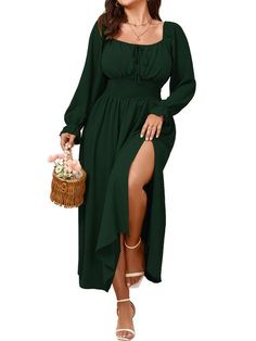 Plus Size Contemporary Fashion, Western Dresses Plus Size, Emerald Green Sundress, Cocktail Attire Plus Size Women, Best Dresses For Curvy Women, Semi Formal Wedding Attire Plus Size, Winter Wedding Attire For Women, Cute Dresses Long Sleeve, Tummy Hiding Dress