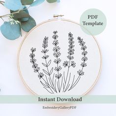 an embroidery pattern with flowers on it and the words instant download printed in front of it