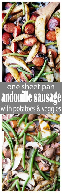 one sheet pan andoulie sausage with potatoes and veggies is the perfect side dish for any meal