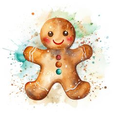 a watercolor painting of a ginger with sprinkles on it's face