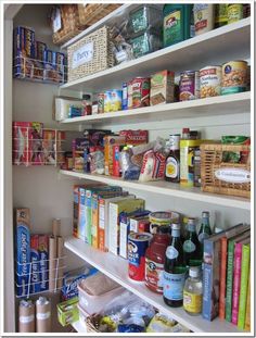 an organized pantry with lots of food and condiments