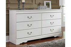 Anarasia White Dresser -  - Luna Furniture Cottage Home Interior, Queen Sleigh Bed, Girl Dresser, Six Drawer Dresser, White Dresser, Louis Philippe, Sleigh Beds, Ashley Furniture Homestore, Metal Bed Frame