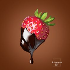 Strawberry, Chocolate, art, drawing Popcorn Logo, Creative Vision Boards, Pencil Inspiration, Bee Tattoo, Chocolate Strawberries, Tattoo Sketches, Colored Pencils, Art Inspo, Digital Drawing