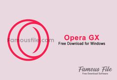 the opera gx logo is shown on a pink background with red text and an image of