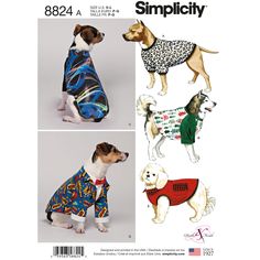 an image of dogs in pajamas on the cover of a sewing pattern for dog clothes