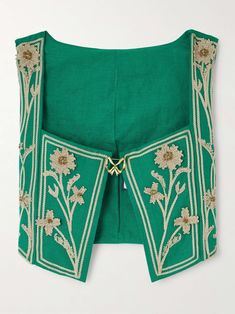 Adding Jewelry Embroidery To Tops, Embroidered Sleeveless Blouse, Linen Bustier, Smart Casuals, Rahul Mishra, Subtle Nails, Bustier Top