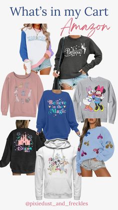 Cute and comfy Disney-inspired sweatshirts from Amazon! Disney Sweatshirts, Disney Inspired, Disney, Sweatshirts