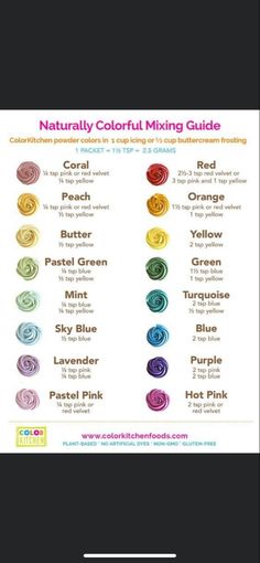 the color mixing guide for crochet is shown in this screenshote image