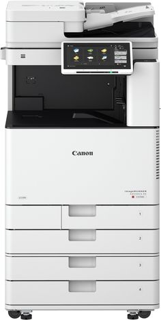 the canon printer is white and black