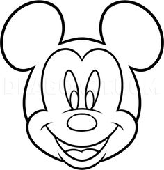 mickey mouse face with big ears coloring pages for kids to print out and color on