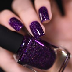 Purple Glitter Nails, Purple Holographic, Purple Nail Polish, Holographic Nail Polish, Purple Nail, Glitter Nail Polish, Dark Nails, Holographic Nails