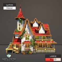 an image of a house made out of legos and bricks with the words lychee manor on it