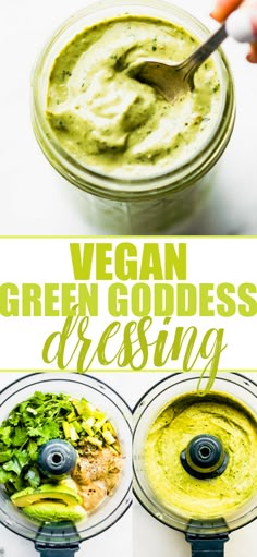 vegan green goddess dressing recipe in a jar