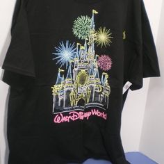 Nwt Walt Disney World Black Tee Shirt With Glow In The Dark Disney Castle Design On Front. Back Is Plain. Short Sleeve. Made For Disney Parks By Hanes. Size Xl. 100% Cotton, Machine Wash And Dry. Dark Disney Castle, Dark Design, Black Tee Shirt, Dark Disney, Castle Designs, Disney Castle, Disney Parks, Walt Disney World, In The Dark