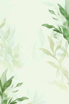 a painting of green leaves on a white background