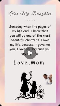 a mother's day card with the message for her daughter