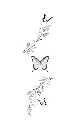 two butterflies flying in the air with leaves