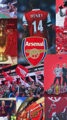 the collage shows many different pictures of soccer players and their trophies, including one trophy