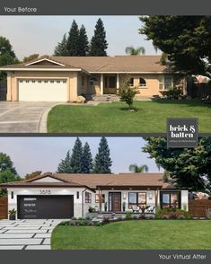 before and after photos of a house in the suburbs