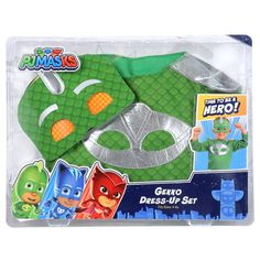 the pj masks gecko dress - up set is packaged in a plastic package