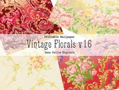 vintage florals v16 digital paper pack