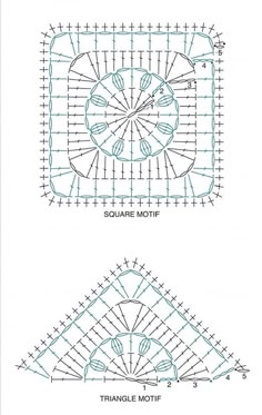 three different crochet patterns, each with the same stitching pattern on them