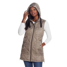 This women's quilted long Weathercast vest is the perfect cozy layer.Click on this WOMEN'S GUIDE to find the perfect fit and more! This women's quilted long Weathercast vest is the perfect cozy layer. Click on this WOMEN'S GUIDE to find the perfect fit and more! FEATURES Smooth, woven water-resistant quilted exterior Half-back faux-fur interior 2 side pockets Attached hood with grosgrain pulls Zipper front SleevelessFIT & SIZING 34-in. length from shoulder to hem Relaxed fit Designed to hit just below the waist HeavyweightFABRIC & CARE Body & lining: polyester Machine wash Imported Size: X Large. Color: Black. Gender: female. Age Group: adult. Lightweight Vest, Long Vest, Long Vests, Quilted Vest, Puffer Vest, Outerwear Women, Long A Line, Fabric Care, Front Zipper