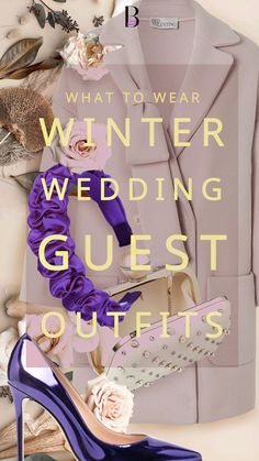 a wedding guest outfit and high heel shoes are featured in the magazine what to wear winter wedding guest outfits